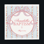 Blue Vintage Fancy Floral Baptism Table Decor Napkin<br><div class="desc">A charming blend of vintage elegance and playful femininity, this party decor collection features soft preppy florals paired with delicate coquette bows. Designed to feel timeless yet fresh, each piece brings a sweet, polished touch to your celebration. ★ Let me help you plan your next party! ★ If you need...</div>