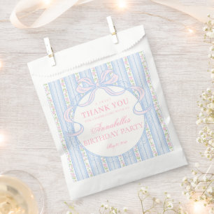 Blue Vintage Fancy Floral Birthday Party Dessert Favour Bag