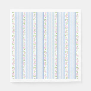 Blue Vintage Fancy Floral Party Dessert Napkin