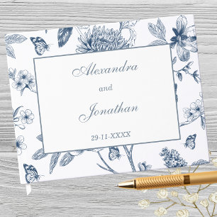 Blue Vintage Floral Chinoiserie Wedding Guest Book