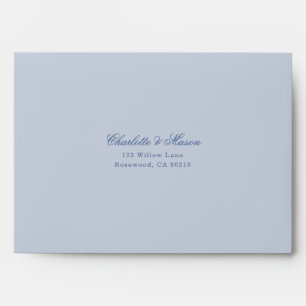 Blue Vintage Floral Crest Wedding Addressed Envelope