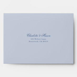 Blue Vintage Floral Crest Wedding Addressed Envelope