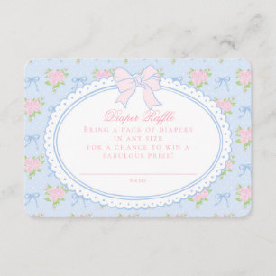 Blue Vintage Floral Diaper Raffle Invite Insert