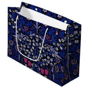 Blue Vintage Floral Pattern, William Morris Large  Gift Bag