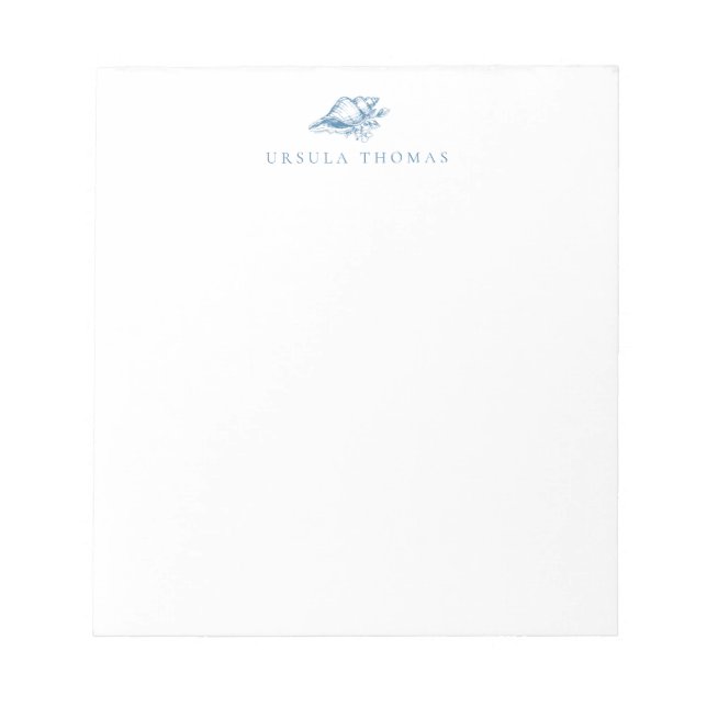 Blue Vintage Floral Shell Personalized Notepad (Front)