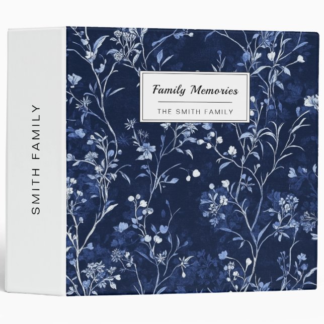 Blue Vintage Floral Toile Pattern (10) Binder (Front/Spine)
