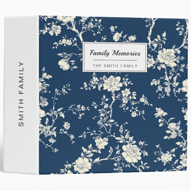 Blue Vintage Floral Toile Pattern (11) Binder (Front/Spine)