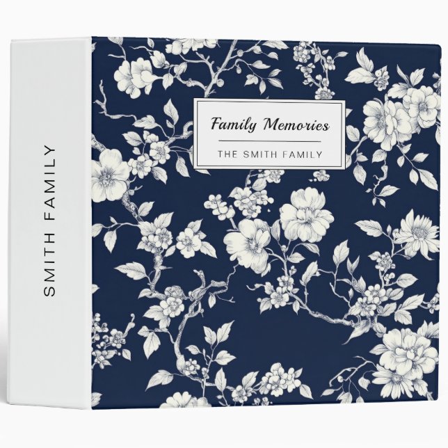 Blue Vintage Floral Toile Pattern (12) Binder (Front/Spine)