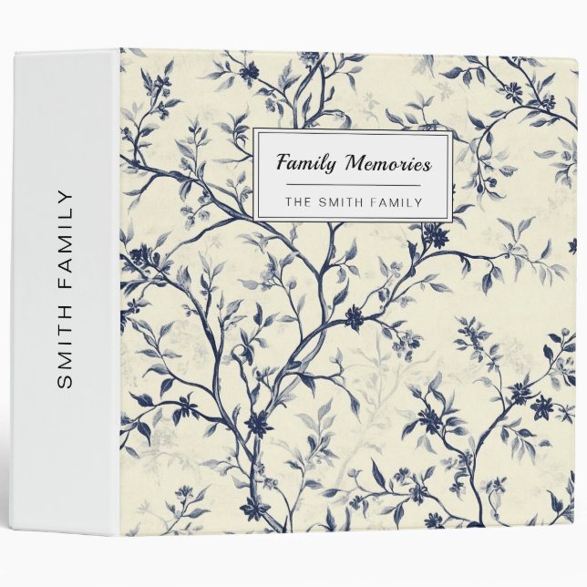Blue Vintage Floral Toile Pattern (1) Binder (Front/Spine)