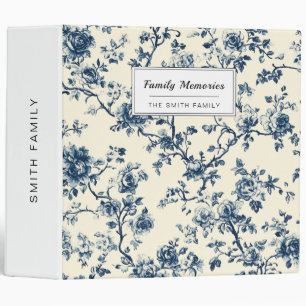 Blue Vintage Floral Toile Pattern (2) Binder