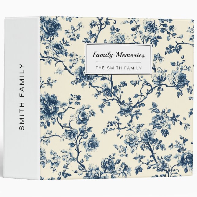 Blue Vintage Floral Toile Pattern (2) Binder (Front/Spine)