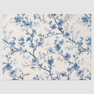 Blue Vintage Floral Toile Pattern (4) Tissue Paper