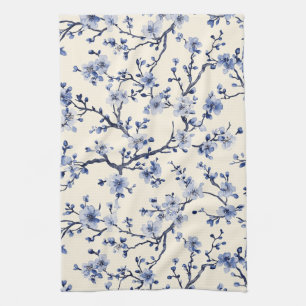 Blue Vintage Floral Toile Pattern (5) Kitchen Towel