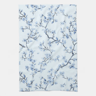 Blue Vintage Floral Toile Pattern (9) Kitchen Towel