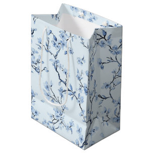 Blue Vintage Floral Toile Pattern (9) Medium Gift Bag