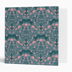 Blue Vintage Floral Vine Pattern Binder