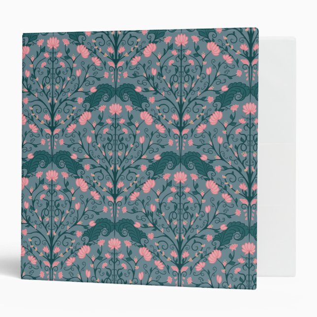 Blue Vintage Floral Vine Pattern Binder (Front/Inside)