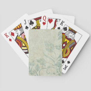 Blue Vintage Floral Vine Wedding Playing Cards