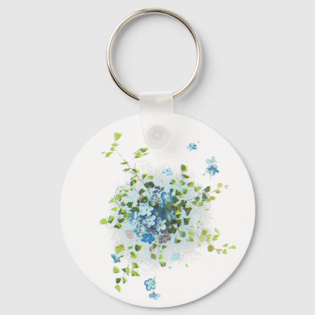 Blue Vintage Forget-Me-Nots Keychain (Front)