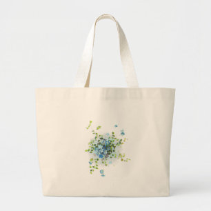 Blue Vintage Forget-Me-Nots Large Tote Bag
