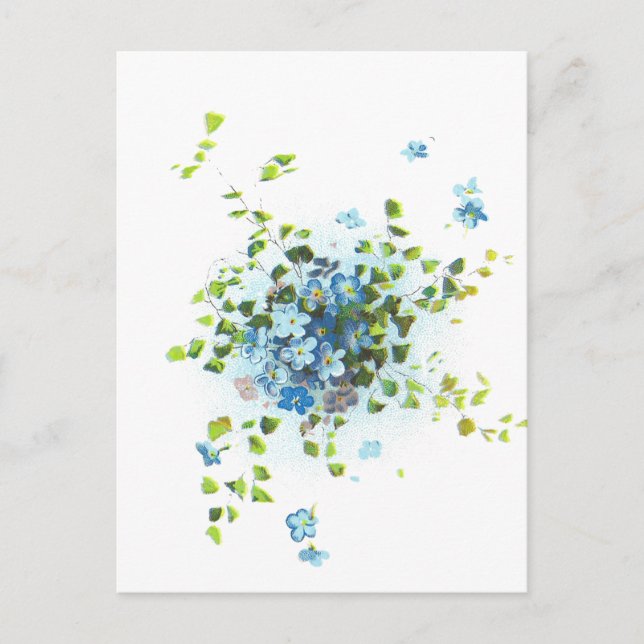 Blue Vintage Forget-Me-Nots Postcard (Front)
