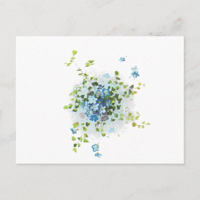 Blue Vintage Forget-Me-Nots Postcard (Front)