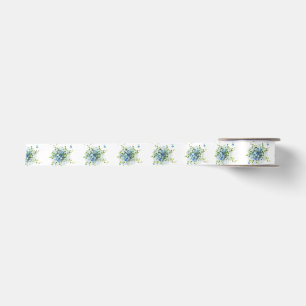 Blue Vintage Forget-Me-Nots Satin Ribbon