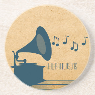 Blue Vintage Gramophone Coaster