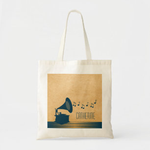 Blue Vintage Gramophone Tote Bag