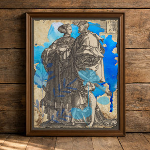 Blue Vintage Medieval Couple Decoupage Tissue Pape Paper