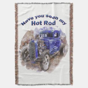 Blue vintage old roadster with the engine out throw blanket