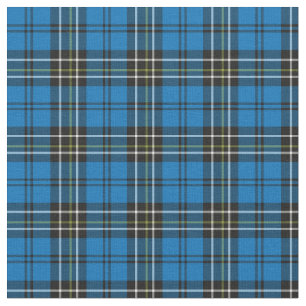 Blue Vintage Plaid Fabric
