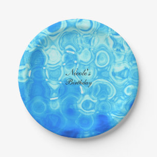 Blue Vintage Retro Glamour Fashion Circle Art Paper Plate