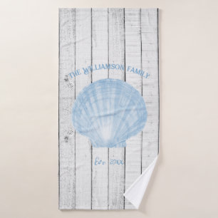 Blue Vintage Scallop Shell Bath Towel Set