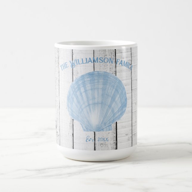 Blue Vintage Scallop Shell Coffee Mug (Center)