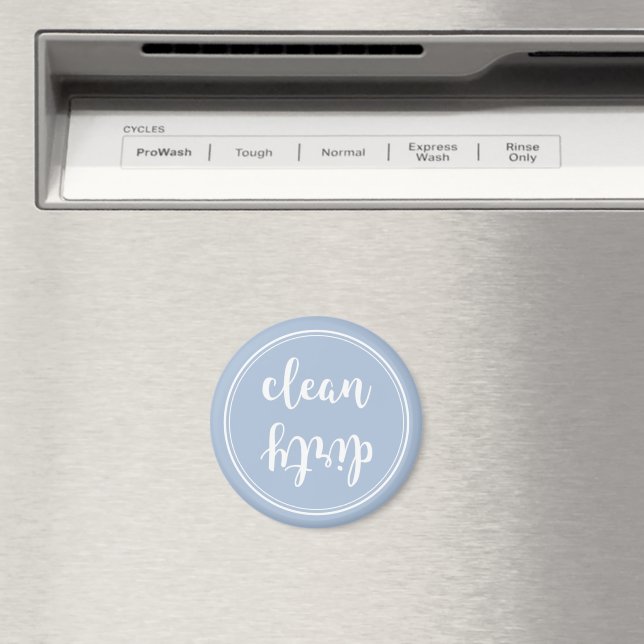 Blue Vintage Script Clean Dirty Dishwasher Magnet (In Situ (Dishwasher))