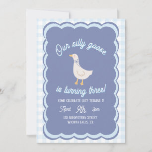 Blue Vintage Silly Goose, Any Age Birthday Invitation