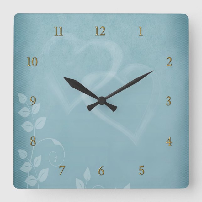 Blue Vintage Square Wall Clock (Front)