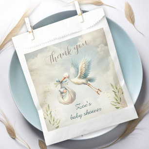 Blue Vintage Stork Boy Baby Shower Favour Bag