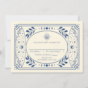 Blue Vintage Tarot Card Gothic Wedding RSVP