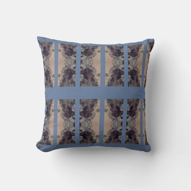 Blue Vintage Throw Pillow (Front)