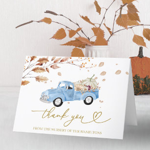 Blue Vintage Truck Fall Baby Shower Thank You
