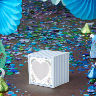 Blue Vintage Watercolor Horse Carousel Baby Shower Favor Box