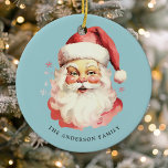 Blue Vintage Watercolor Santa Claus Christmas Ceramic Ornament<br><div class="desc">Celebrate the festive season with our Blue Vintage Watercolor Santa Claus Christmas Ceramic Ornament! This charming ornament features a nostalgic Santa Claus design set against a stylish solid background, combining vintage charm with modern flair. Perfect for adding a festive touch to your Christmas Tree. Personalize this custom design with your...</div>