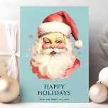 Blue Vintage Watercolor Santa Claus Christmas Holiday Card<br><div class="desc">Send festive greetings with our Blue Vintage Watercolor Santa Claus Christmas Holiday Card! This charming card features a nostalgic watercolor illustration of Santa Claus set against a vibrant background, adorned with delicate snowflakes. Perfect for spreading holiday cheer, this card captures the timeless spirit of Christmas. The inside is blank, allowing...</div>