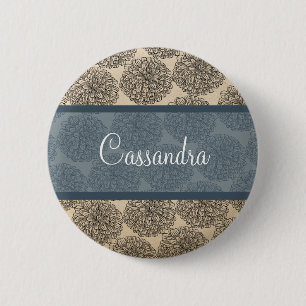 Blue Vintage Zinnia Button