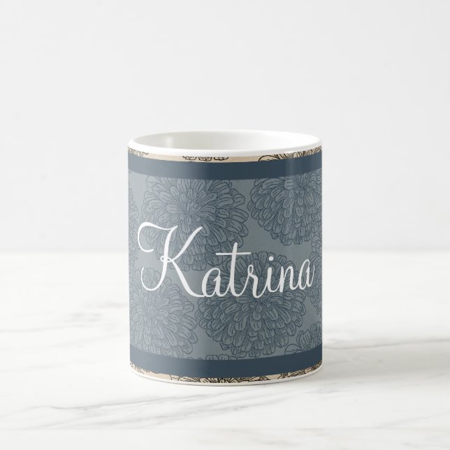 Blue Vintage Zinnia Mug (Center)