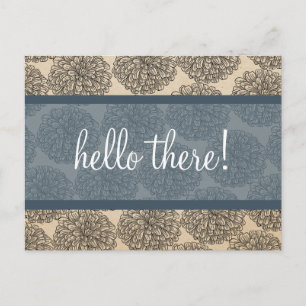 Blue Vintage Zinnia Postcard