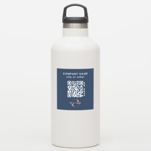 Blue Vinyl square Business QR code Water Bottle