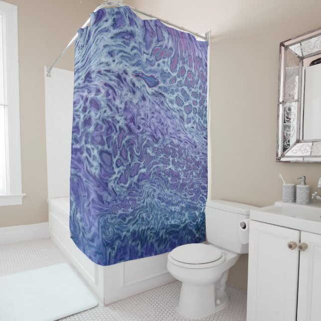 Blue & Violet Acrylic Abstract Fluid Art (In Situ)